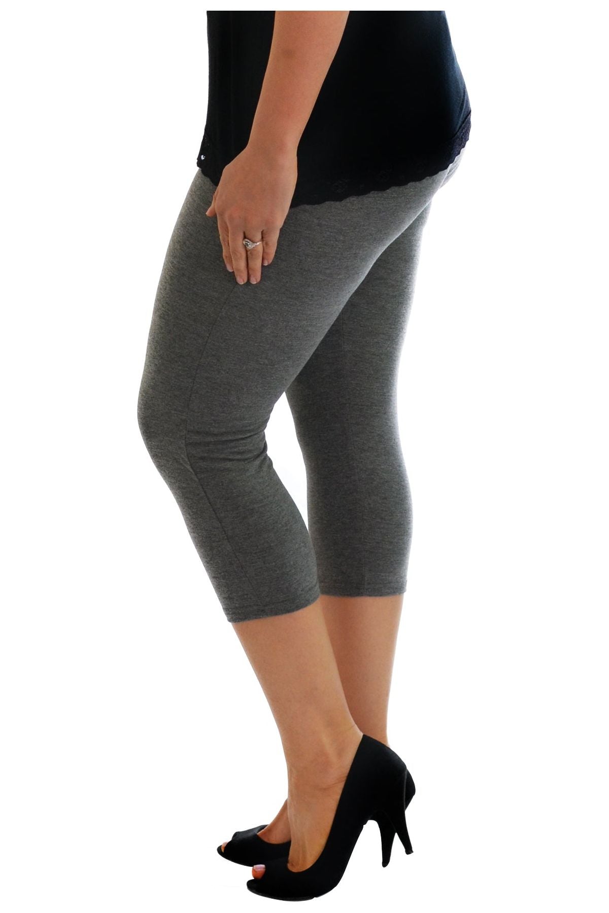 3/4 Length Cropped Leggings Leggings WearAll Dark Grey 12-14