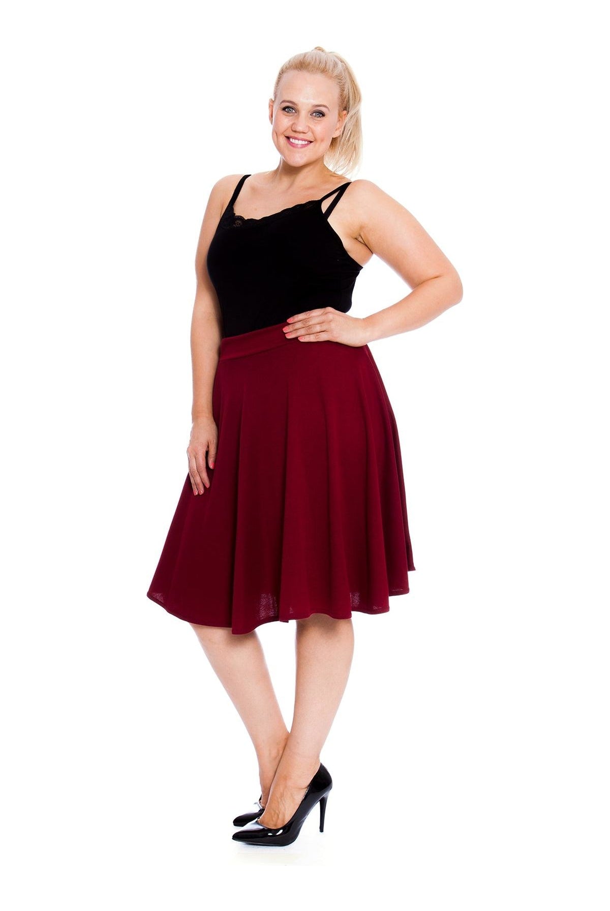 Flared Elastic Waist Skirt – Skater Style Skirt WearAll