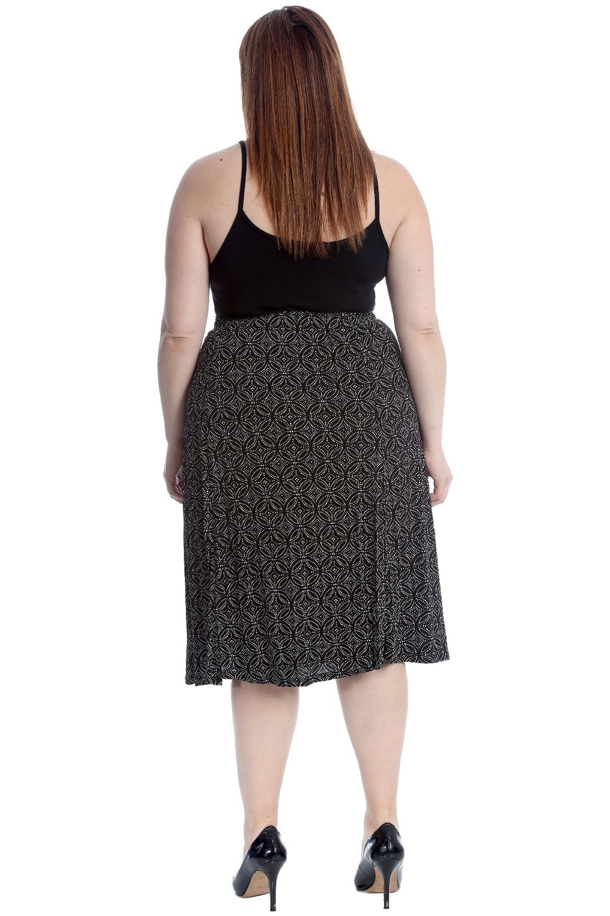 Plus Size Circle Print Midi Skirt Skirt WearAll