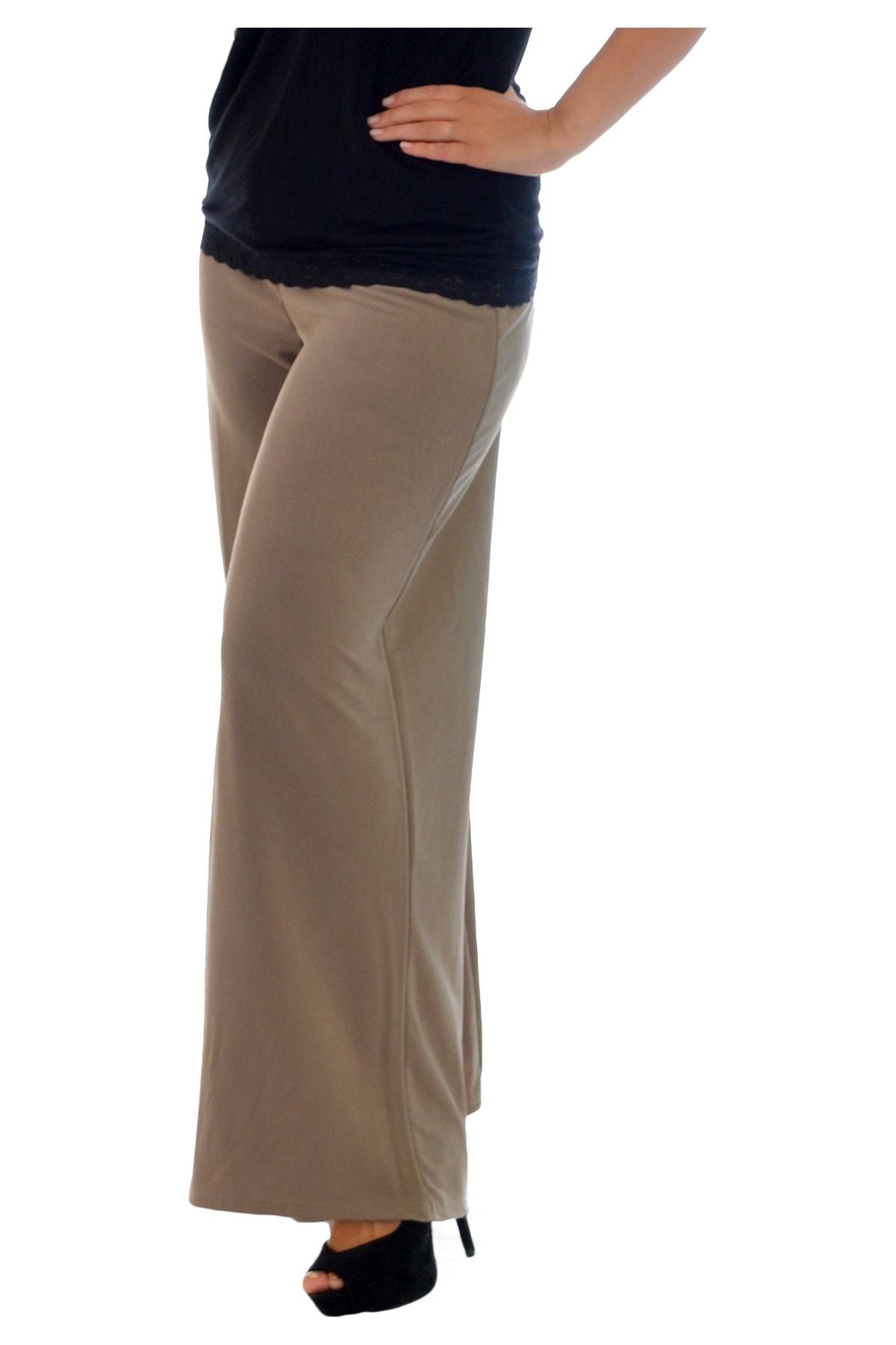 Plus Size Wide Leg Flared Plain Palazzo Trouser Palazzo WearAll