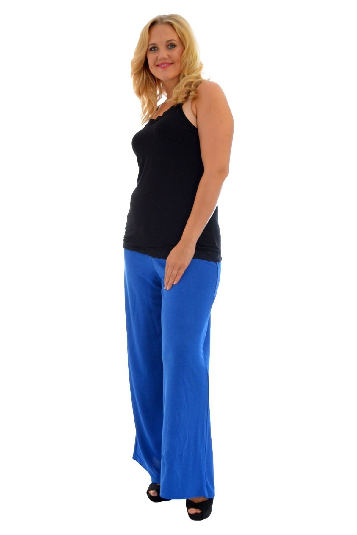 Wide Leg Flared Plain Palazzo Trouser Palazzo WearAll