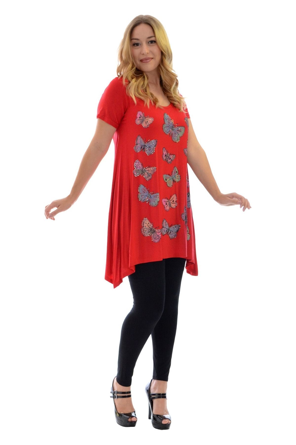 Butterfly Hanky Hem Short Sleeve Top