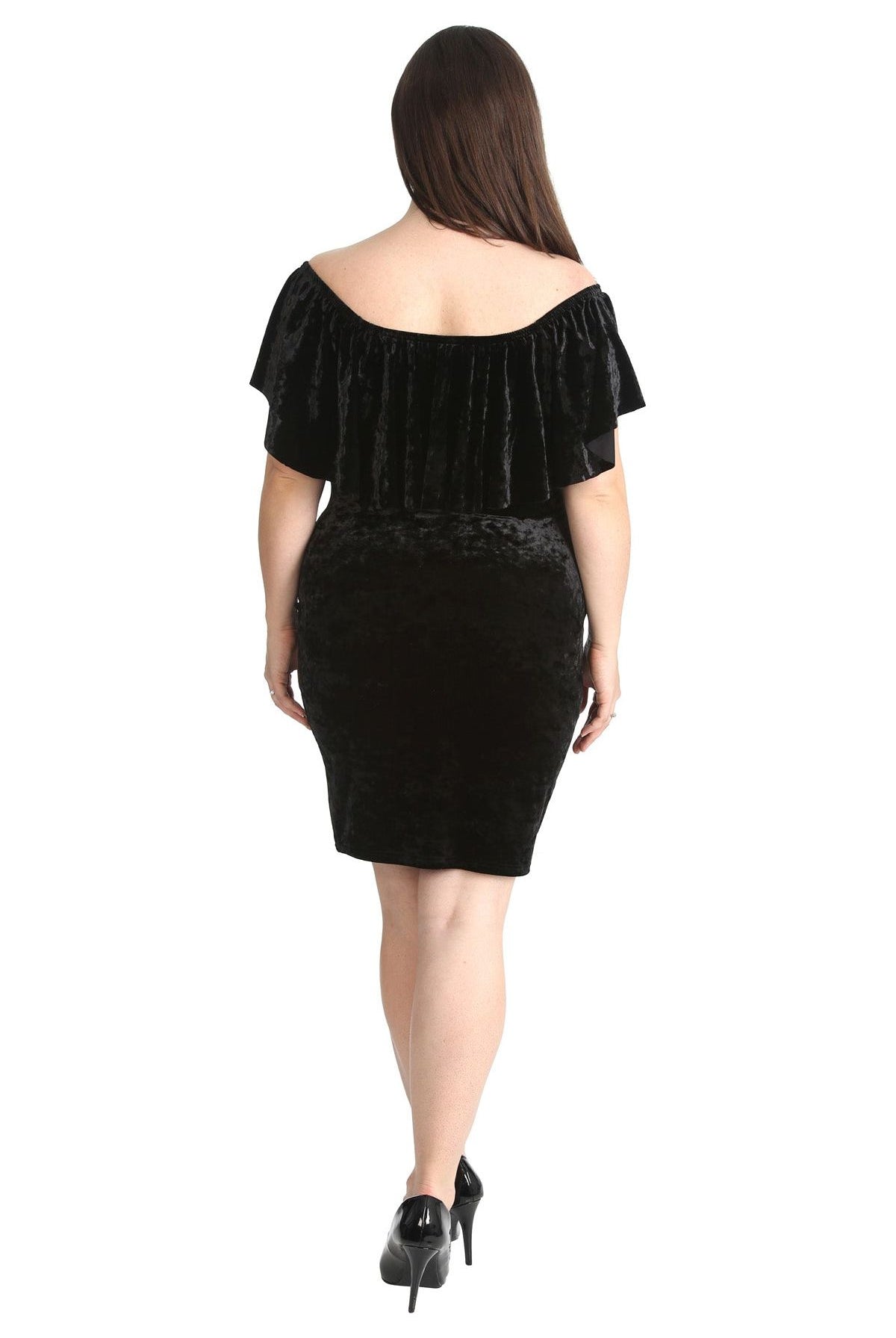 Plus Size Velvet Frill Top Midi Dress Dress WearAll