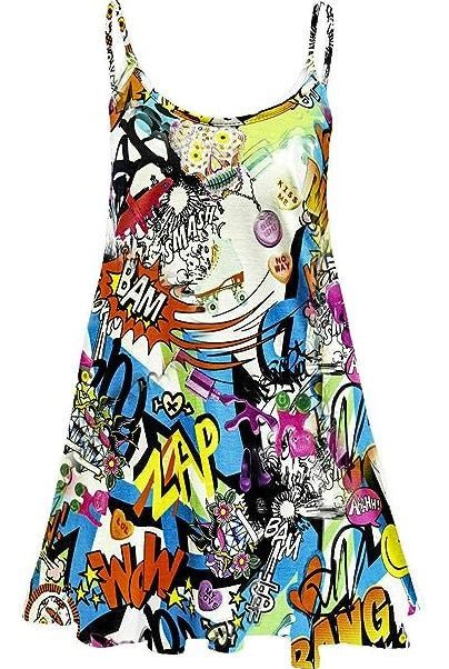 Bang Print Strappy Mini Dress Vest Top Dress WearAll Bang 8-10