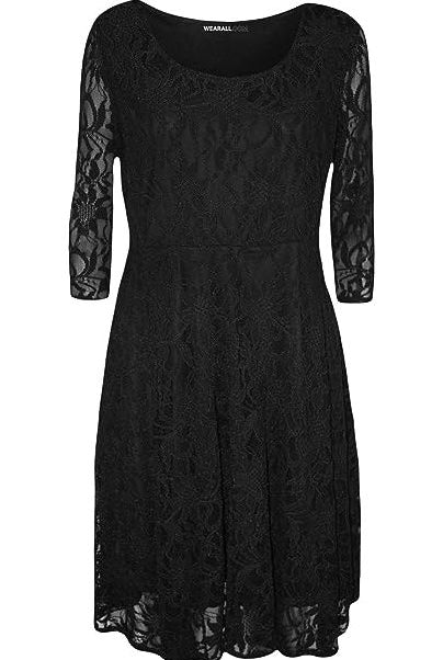 Plus size 3/4 Sleeve Ladies Skater Dress Dress WearAll