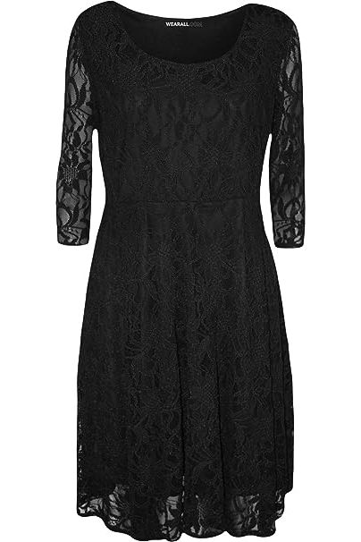 Plus size 3/4 Sleeve Ladies Skater Dress Dress WearAll