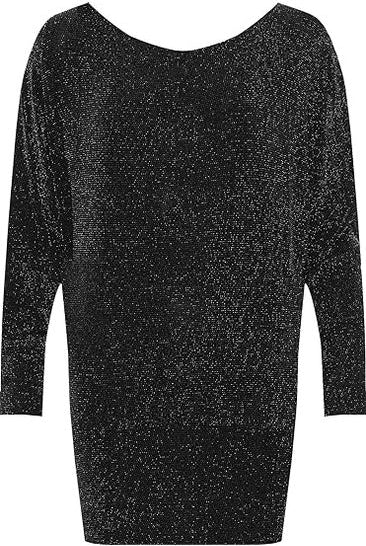 Off Shoulder Glitter Sparkle Batwing Top Tops WearAll Black 14