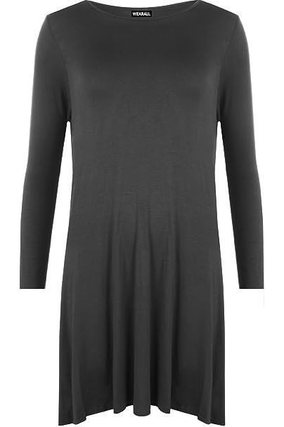 Plus Size Plain Ladies Swing Dress Top Dress WearAll