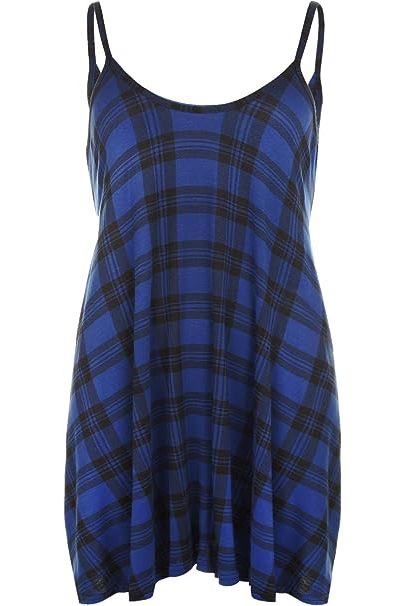 Strappy Mini Dress Vest Top Dress WearAll Blue Tartan 12-14