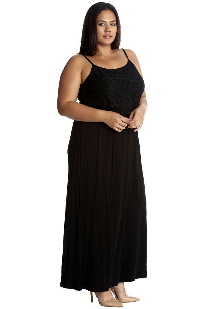 Plus Size Lace Top Sleeveless Maxi Dress Dress WearAll