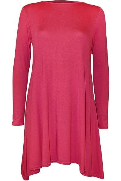 Plus Size Plain Ladies Swing Dress Top Dress WearAll