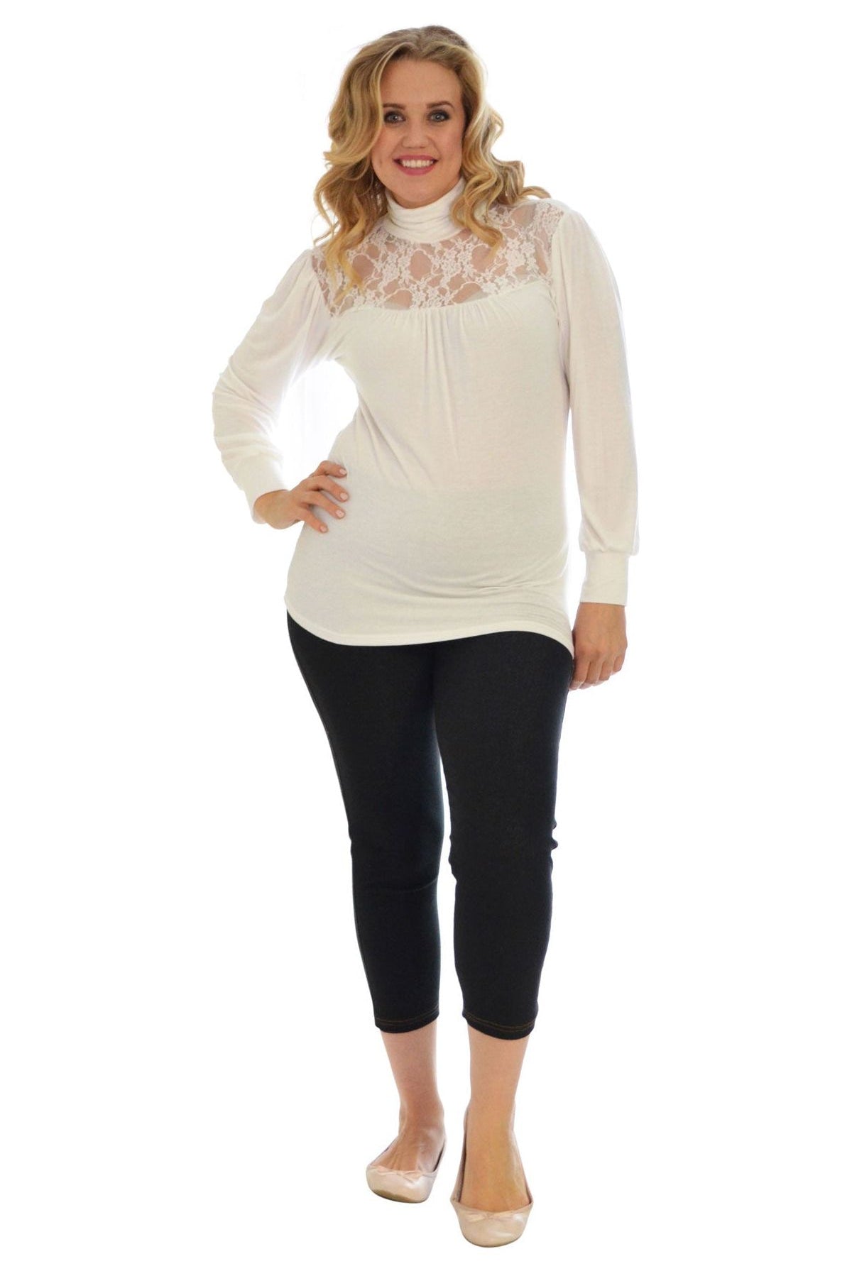 Lace Turtle Neck Long Sleeve Top Tops WearAll