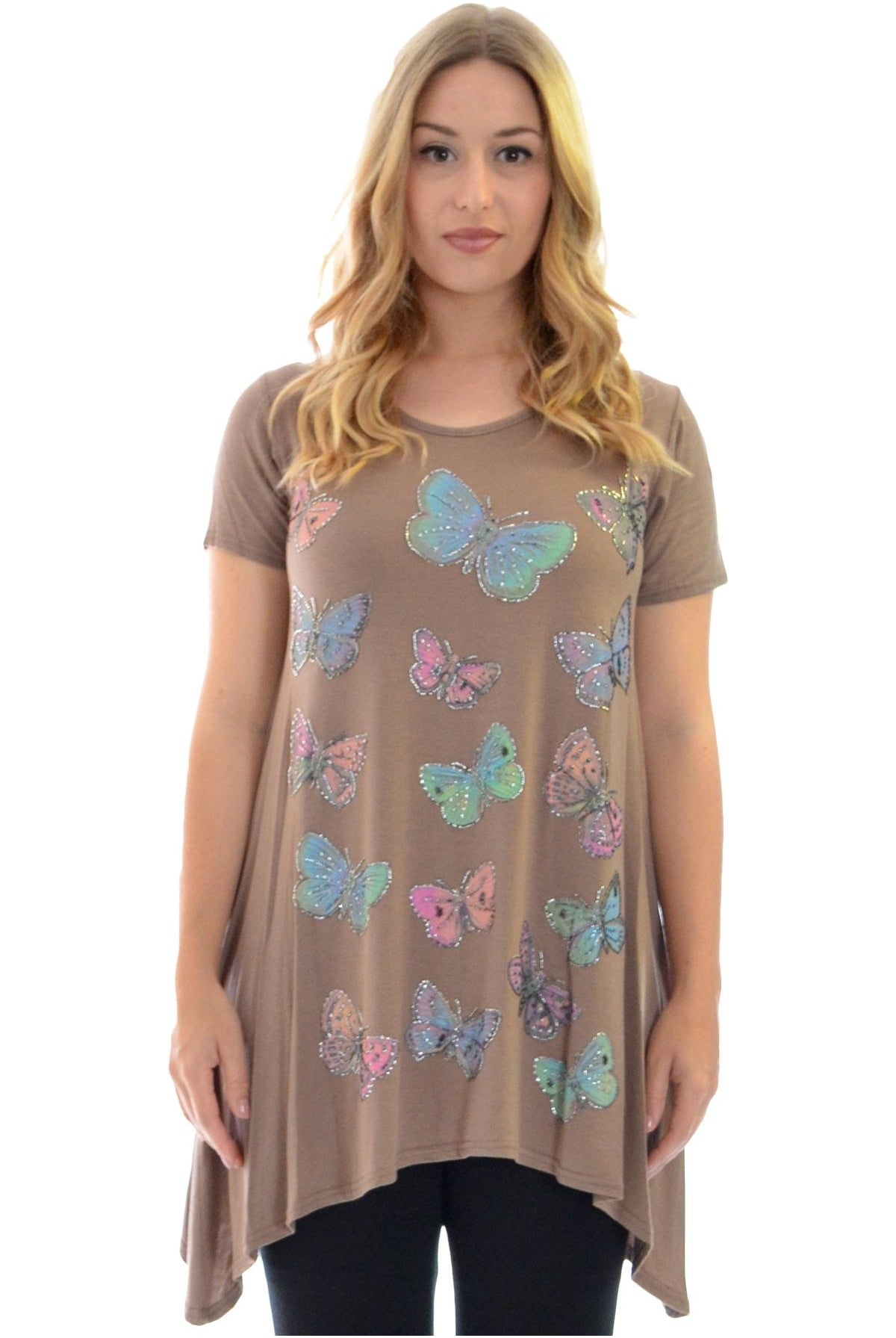 Butterfly Hanky Hem Short Sleeve Top Apparel & Accessories WearAll