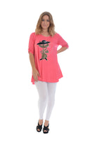 Cat With Hat Stud 2 Button Top Apparel & Accessories WearAll