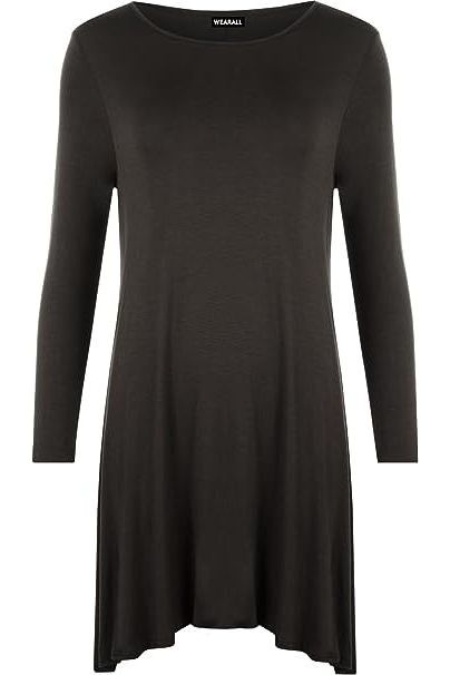 Plus Size Plain Ladies Swing Dress Top Dress WearAll