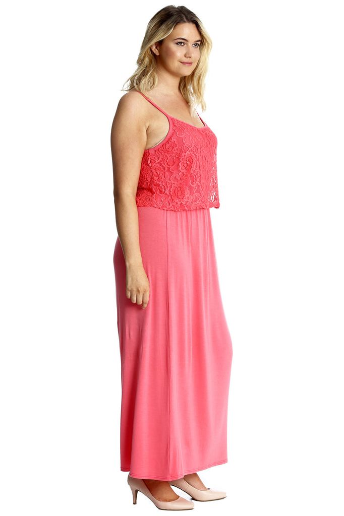 Plus Size Lace Top Sleeveless Maxi Dress Dress WearAll