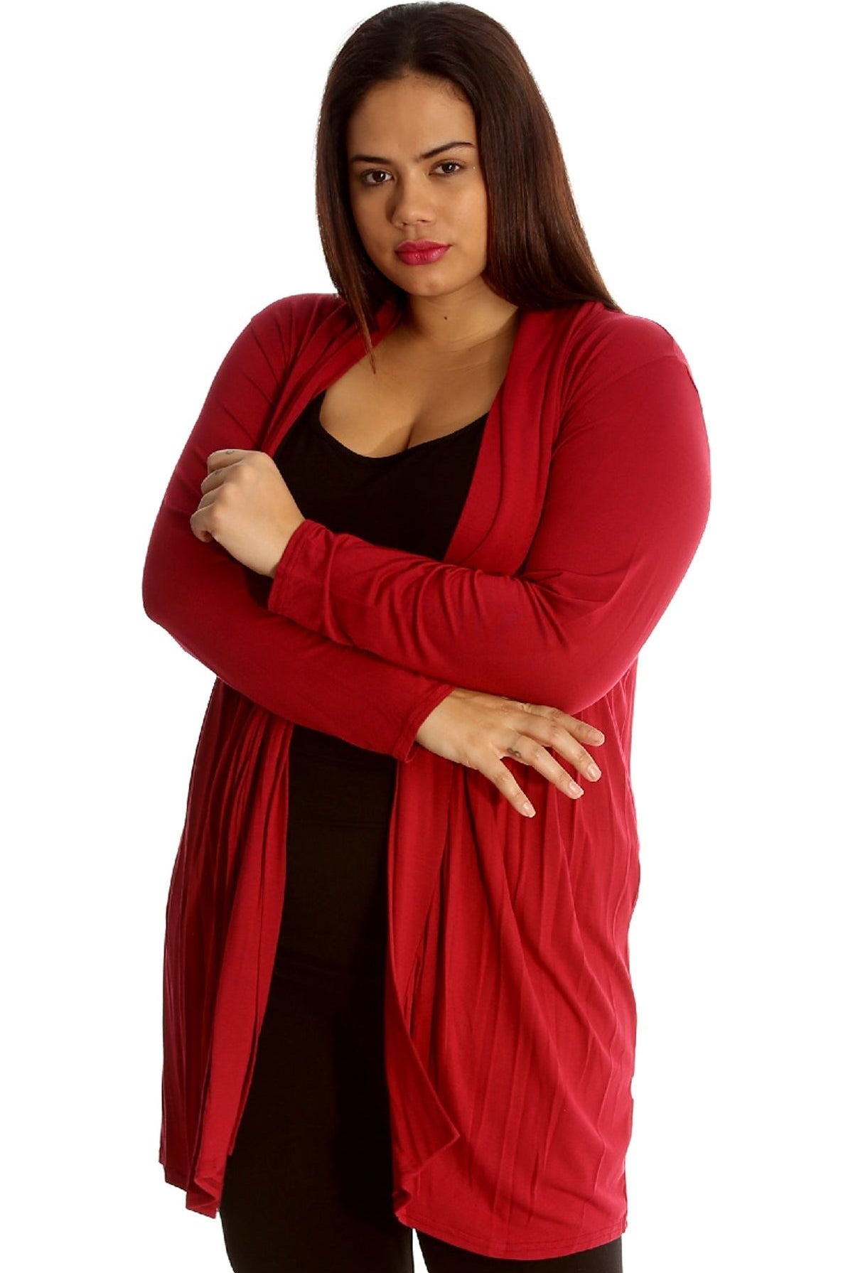 Plus Size Lace Back Open Pleated Cardigan Maxi Cardigan WearAll