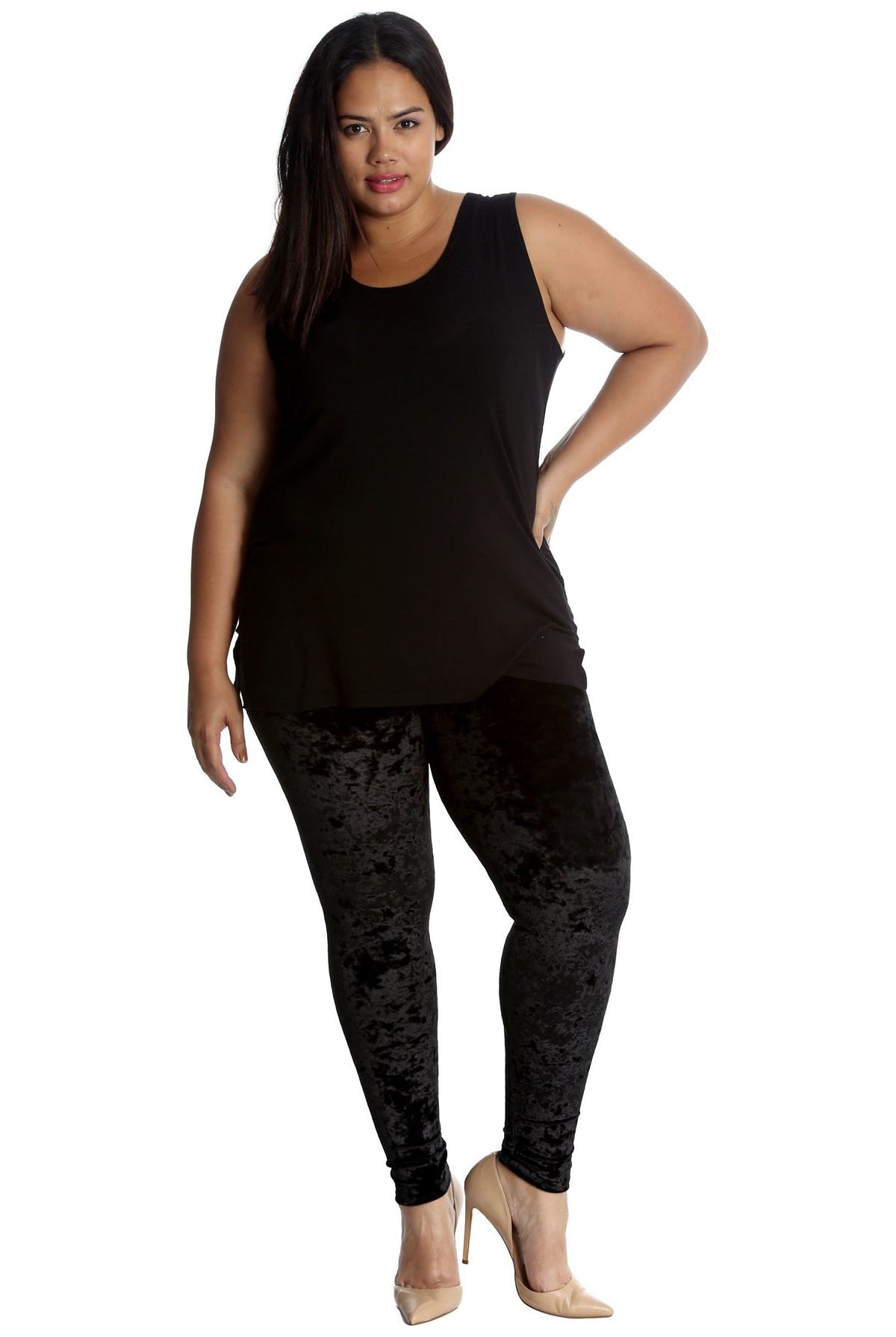 Full Length Crushed Velour Velvet Leggings Leggings WearAll