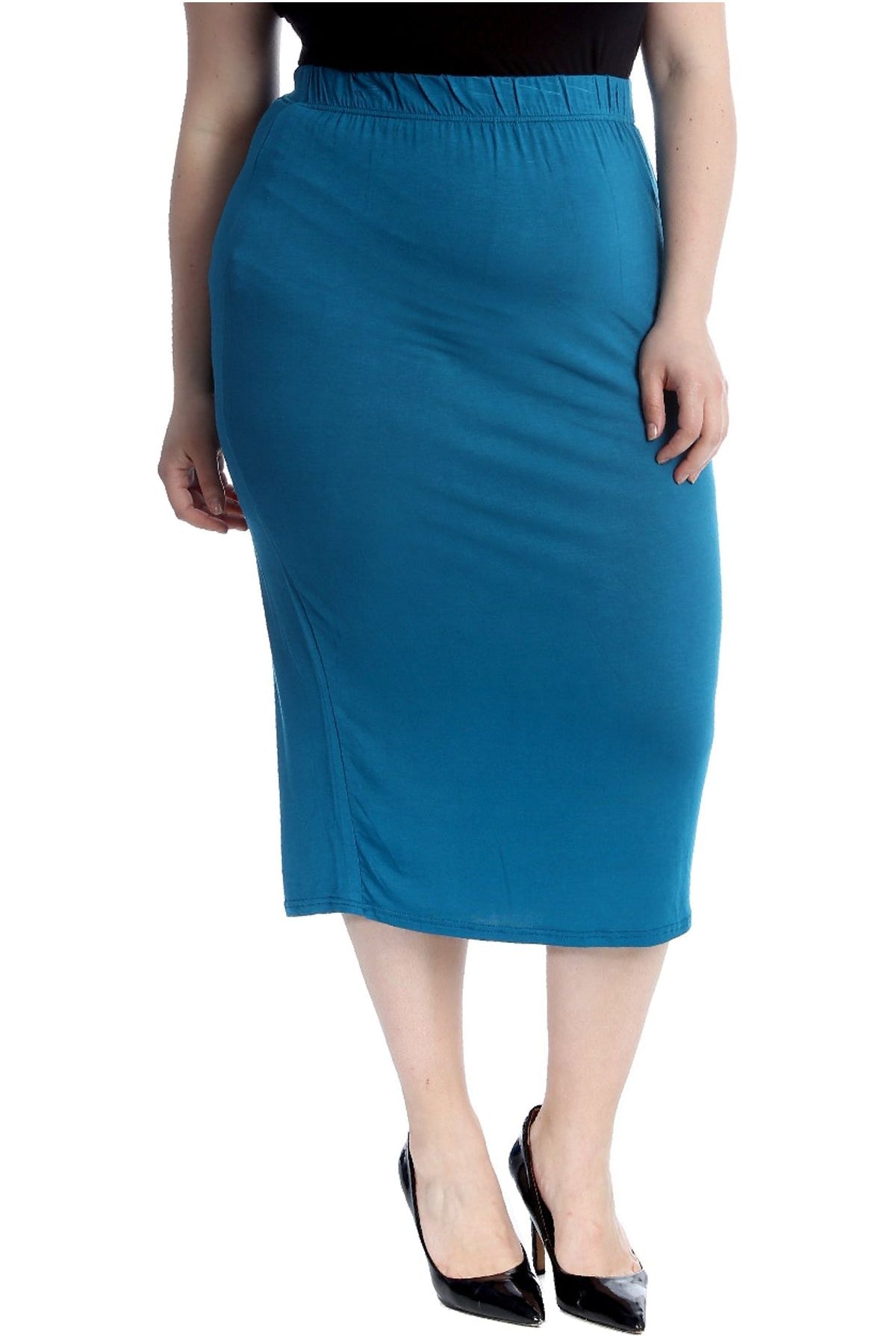 Plus Size Plain Long Ladies Stretch Maxi Skirt Apparel & Accessories WearAll