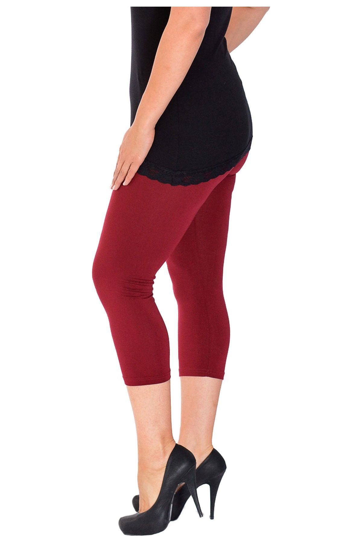 3/4 Length Cropped Leggings Leggings WearAll Red 12-14
