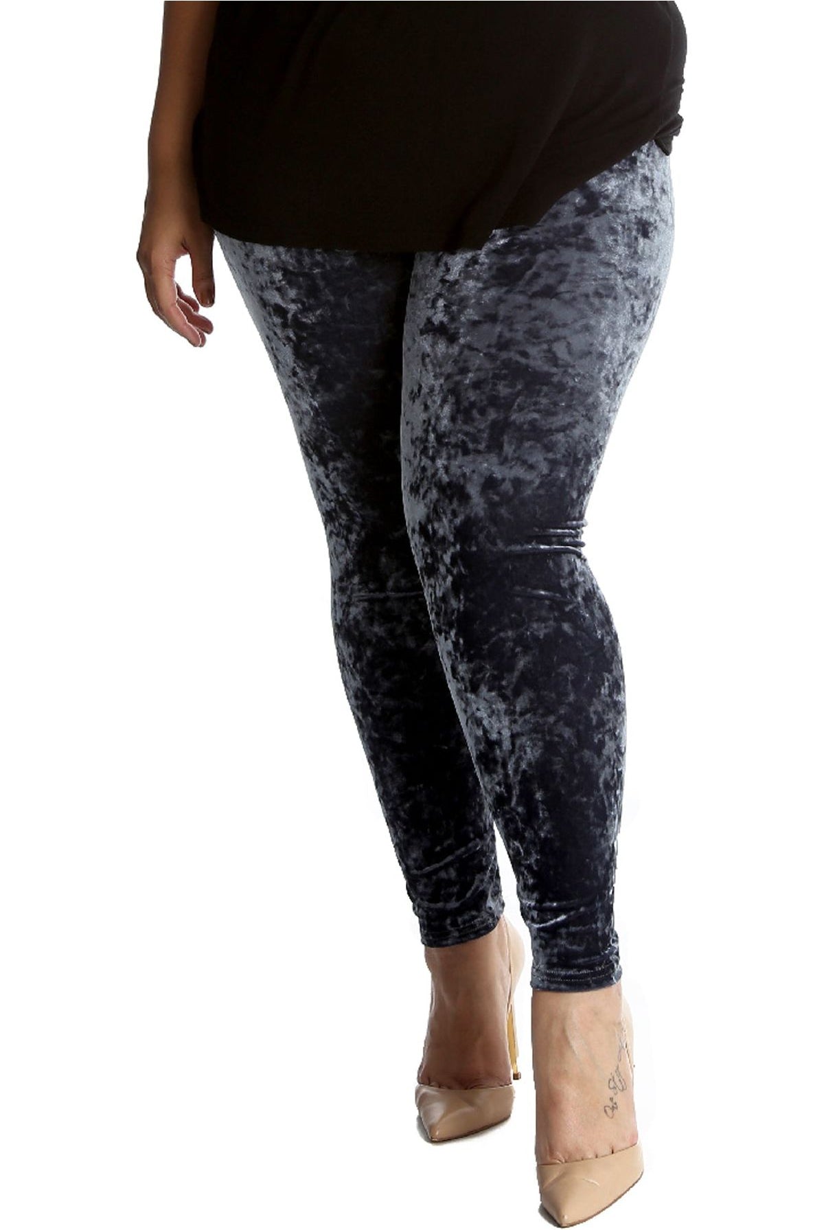 Full Length Crushed Velour Velvet Leggings Leggings WearAll