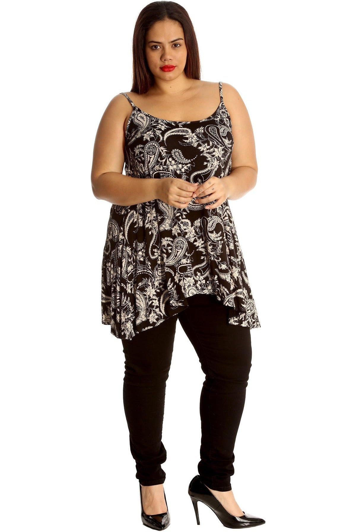 Plus Size Paisley Print Print Strappy Dress Vest Top Dress WearAll