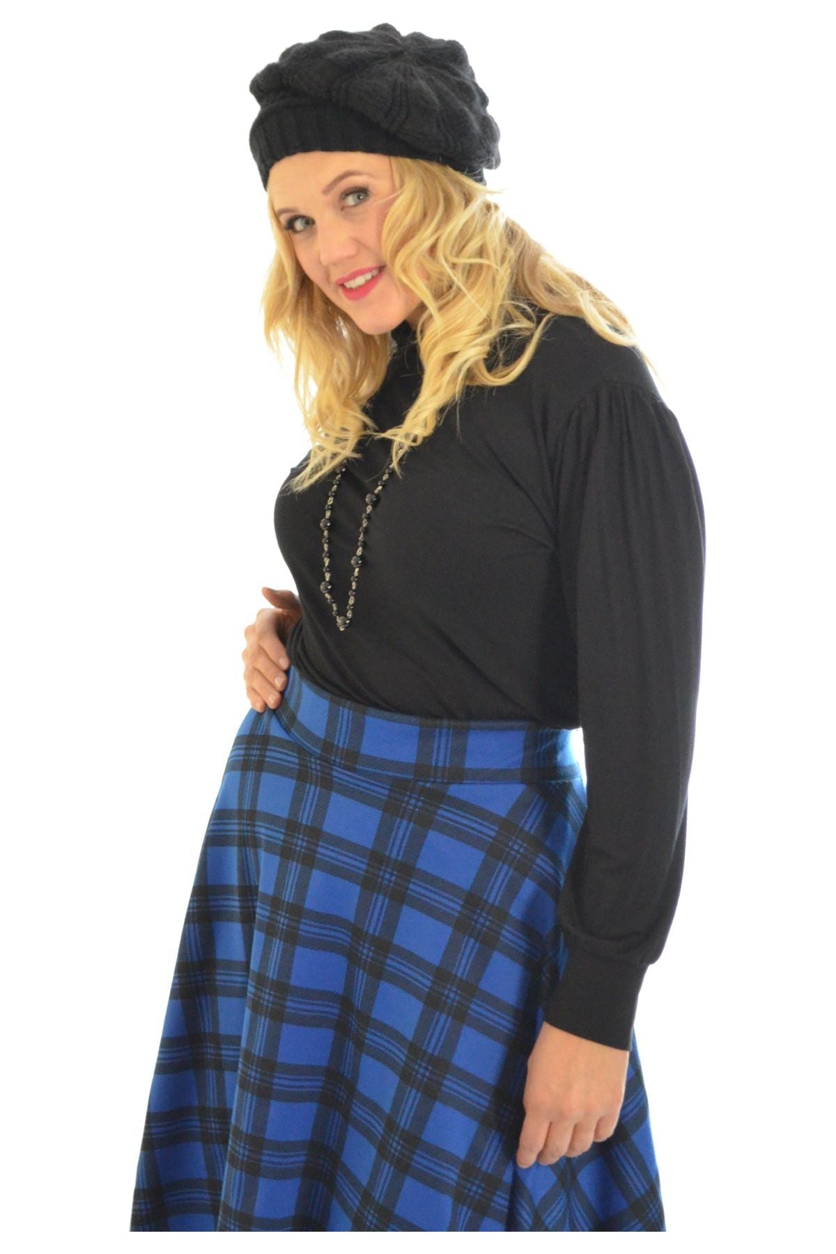 Tartan Elastic Waist Skirt – Flared Skater Style Skirt WearAll