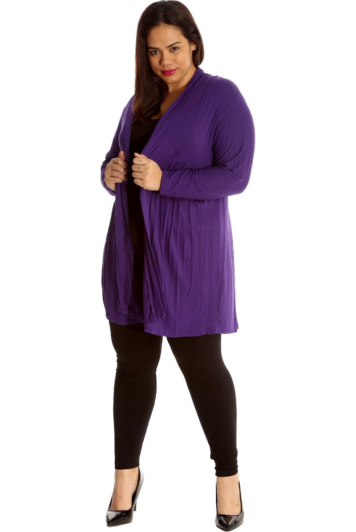 Lace Back Open Pleated Cardigan Maxi Cardigan WearAll