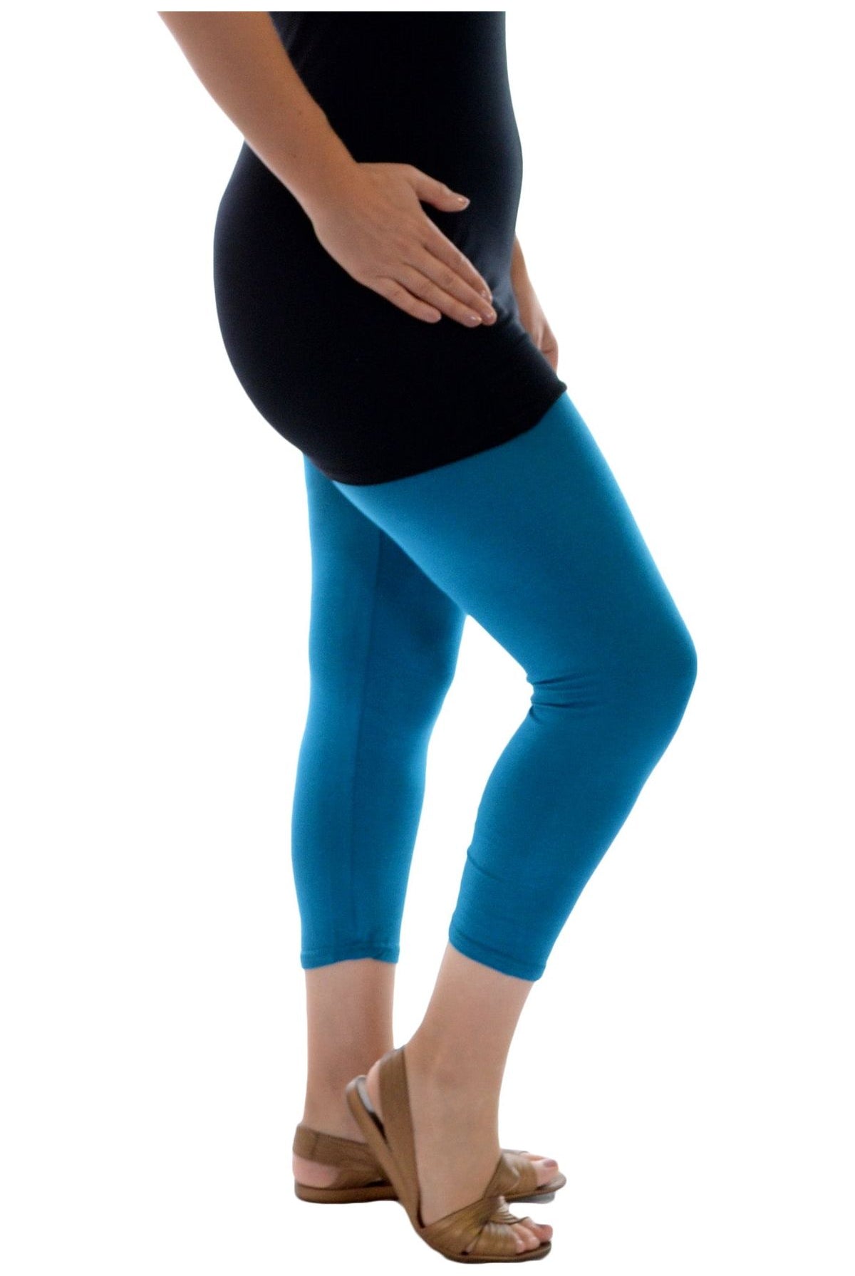 Plus Size 3/4 Length Cropped Leggings Leggings WearAll Turquoise 16-18