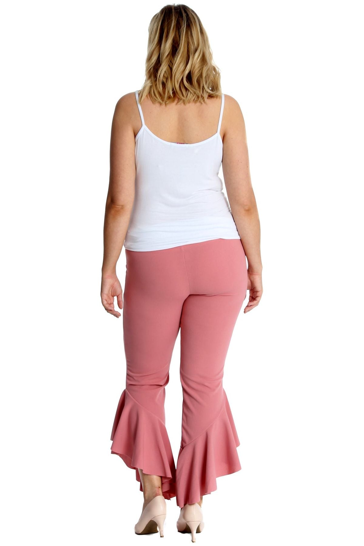 Frill Asymmetric Hem Plain Trousers Trousers WearAll