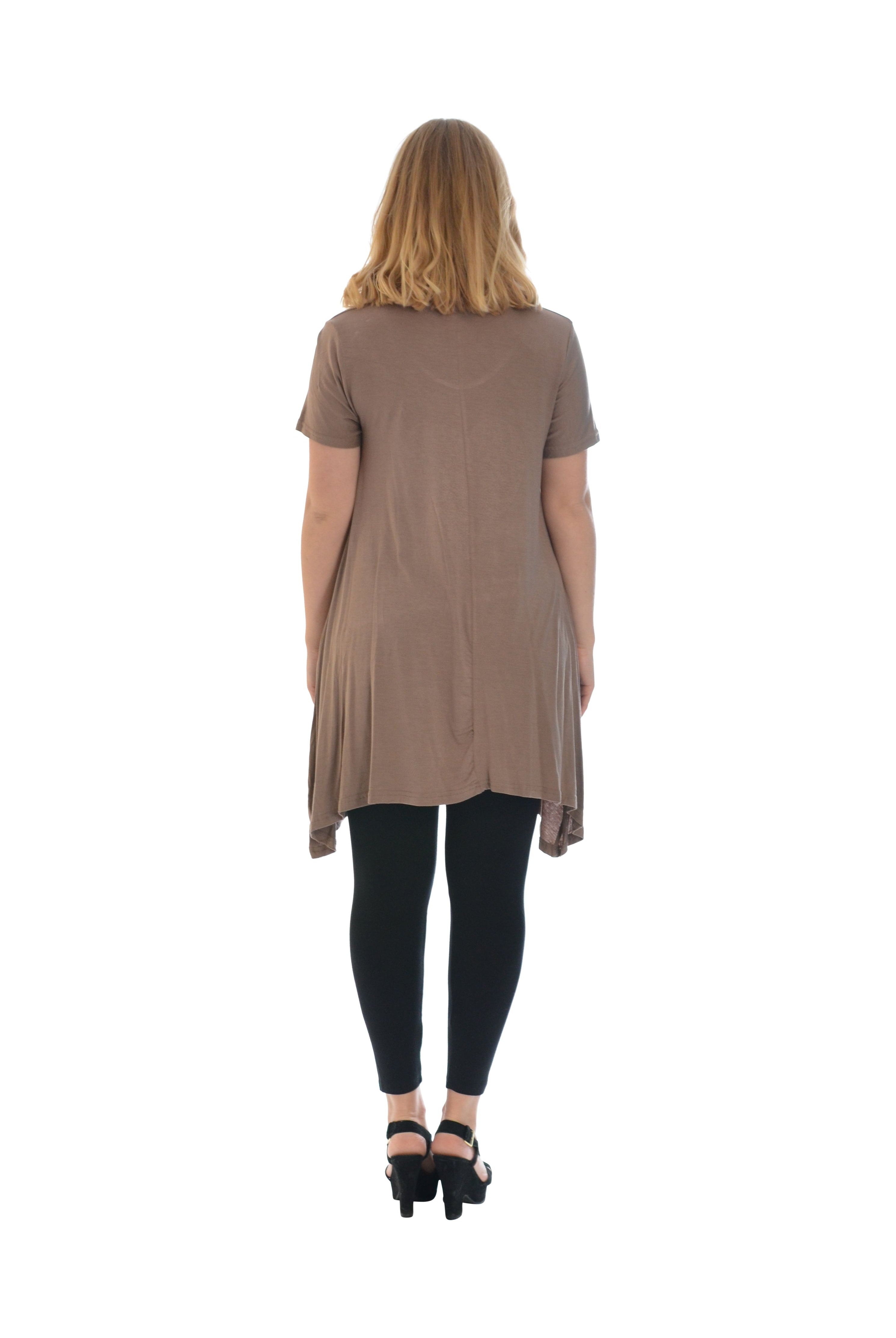 Leopard Print Studded Heart Hanky Hem Short Sleeve Top Apparel & Accessories WearAll