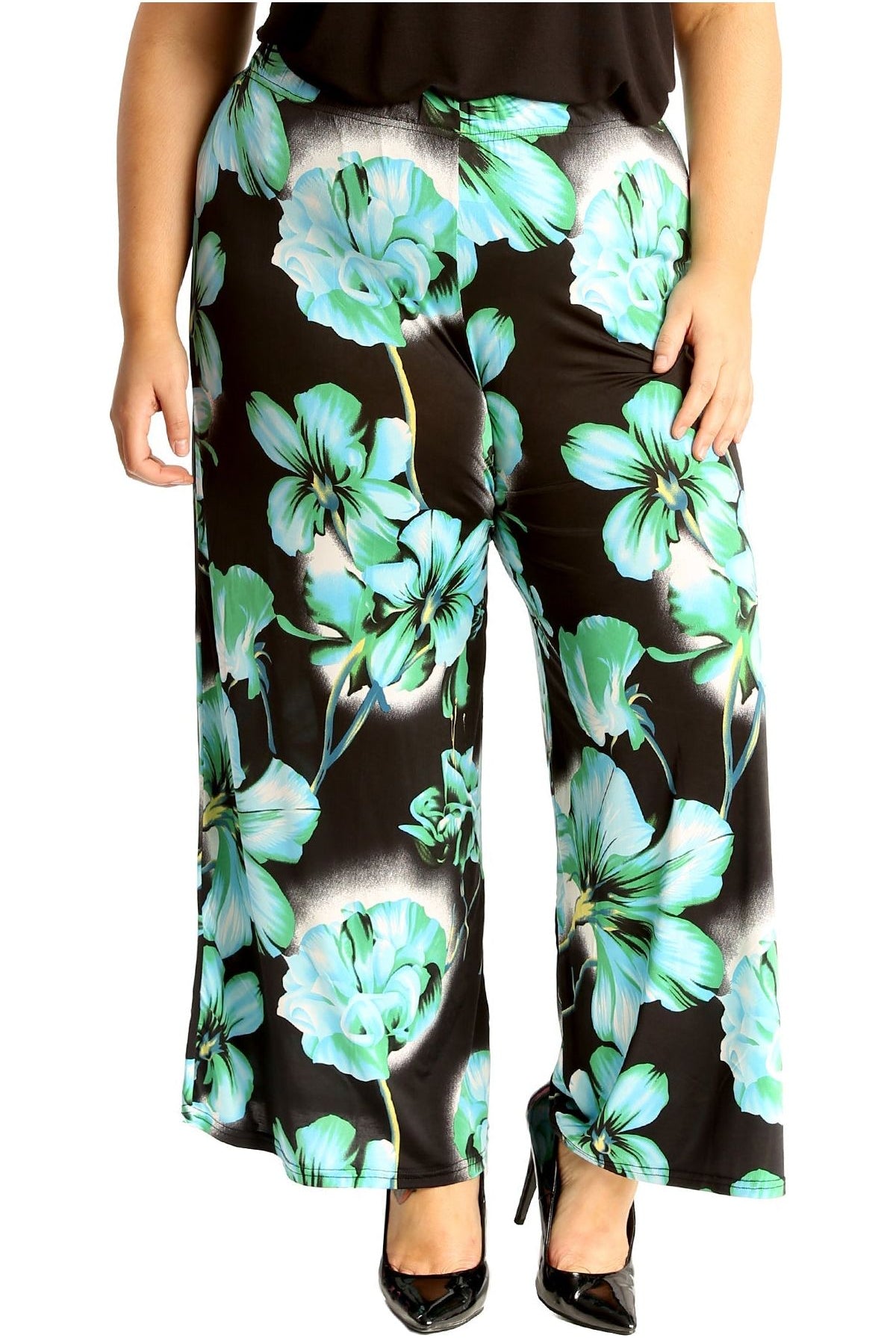 Floral Print Palazzo Trouser Palazzo WearAll Green 12-14