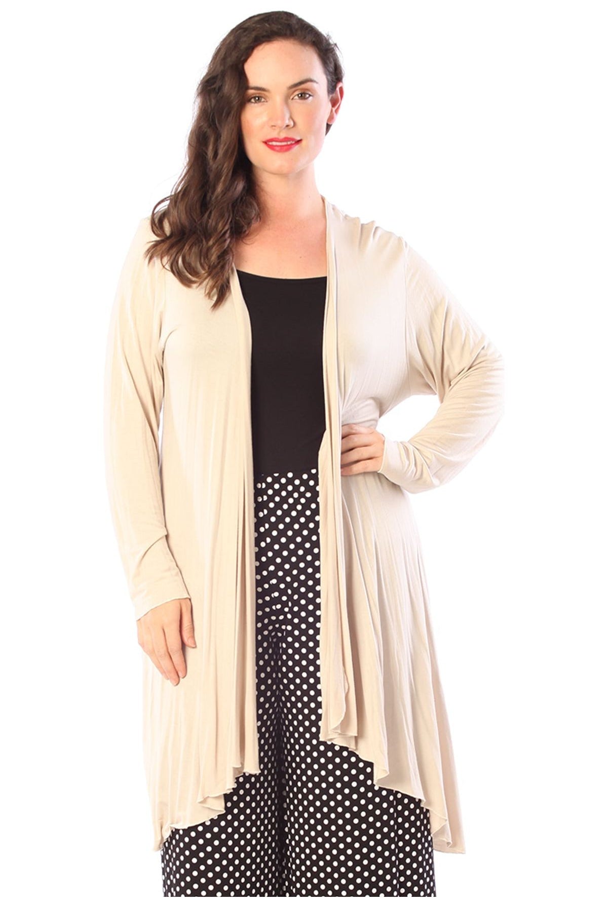 Open Front Hanky Hem Longsleeve Cardigan cardigan WearAll Stone 14