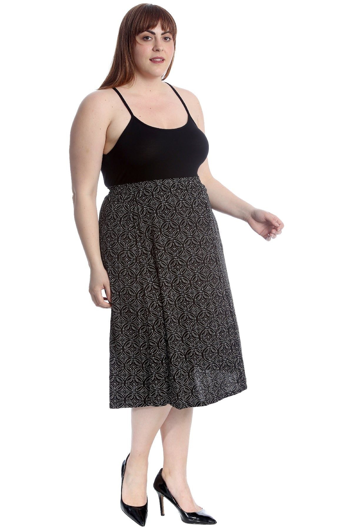 Plus Size Circle Print Midi Skirt Skirt WearAll