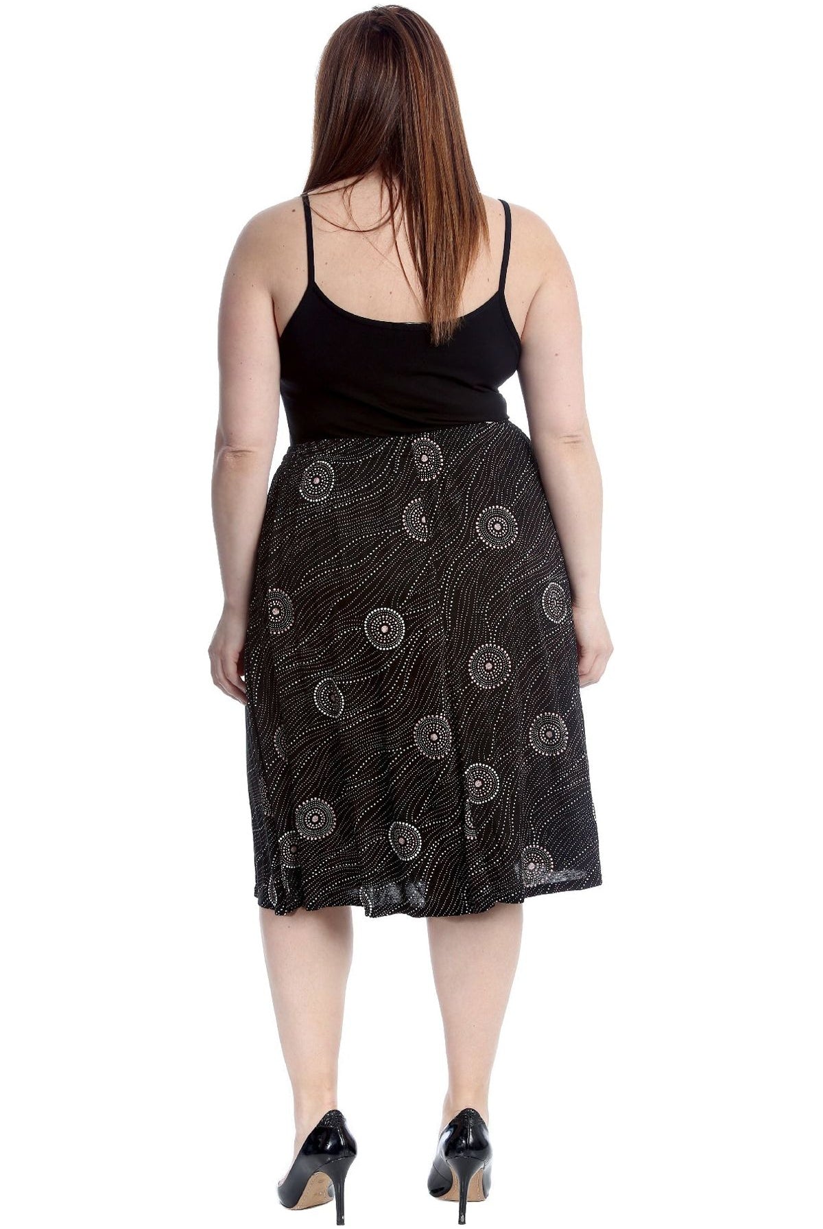 Plus Size Circle Pattern Print Midi Skirt Skirt WearAll