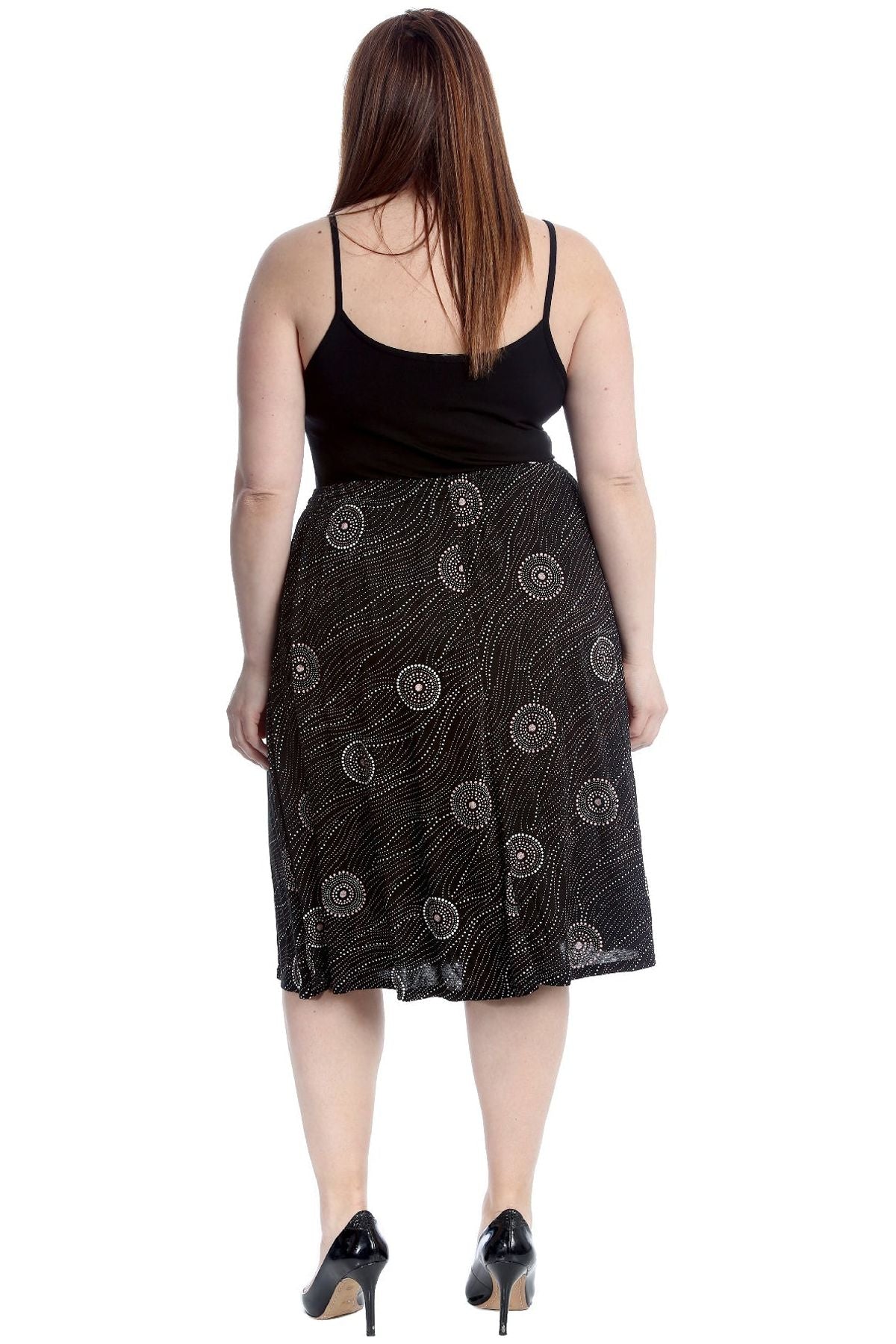 Plus Size Circle Pattern Print Midi Skirt Skirt WearAll
