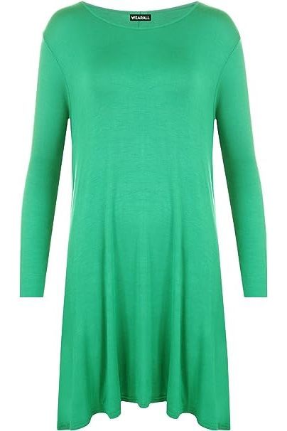 Plus Size Plain Ladies Swing Dress Top Dress WearAll