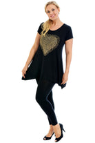 Gold Studded Hanky Hem Short Sleeve Top Apparel & Accessories WearAll