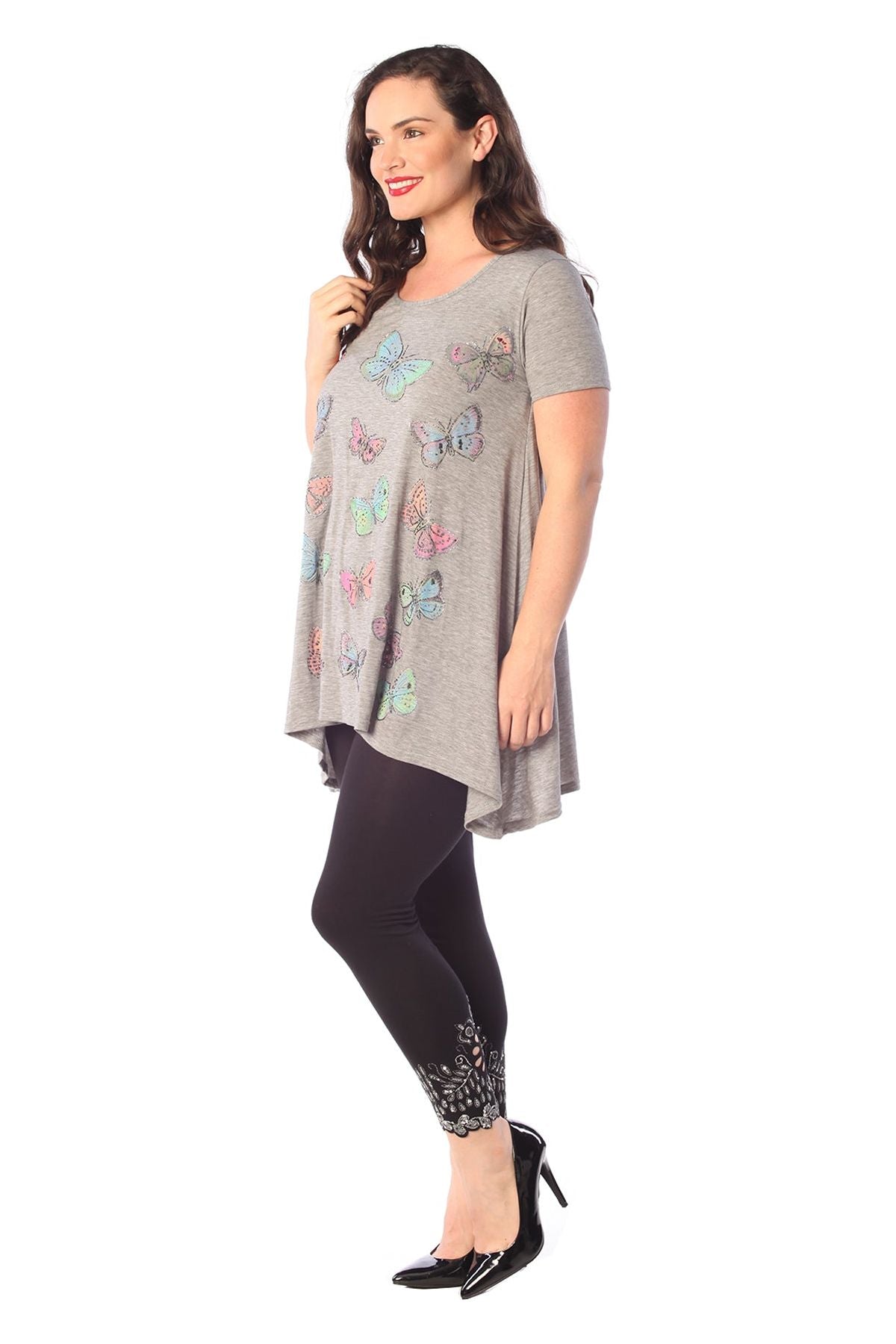 Butterfly Hanky Hem Short Sleeve Top Apparel & Accessories WearAll