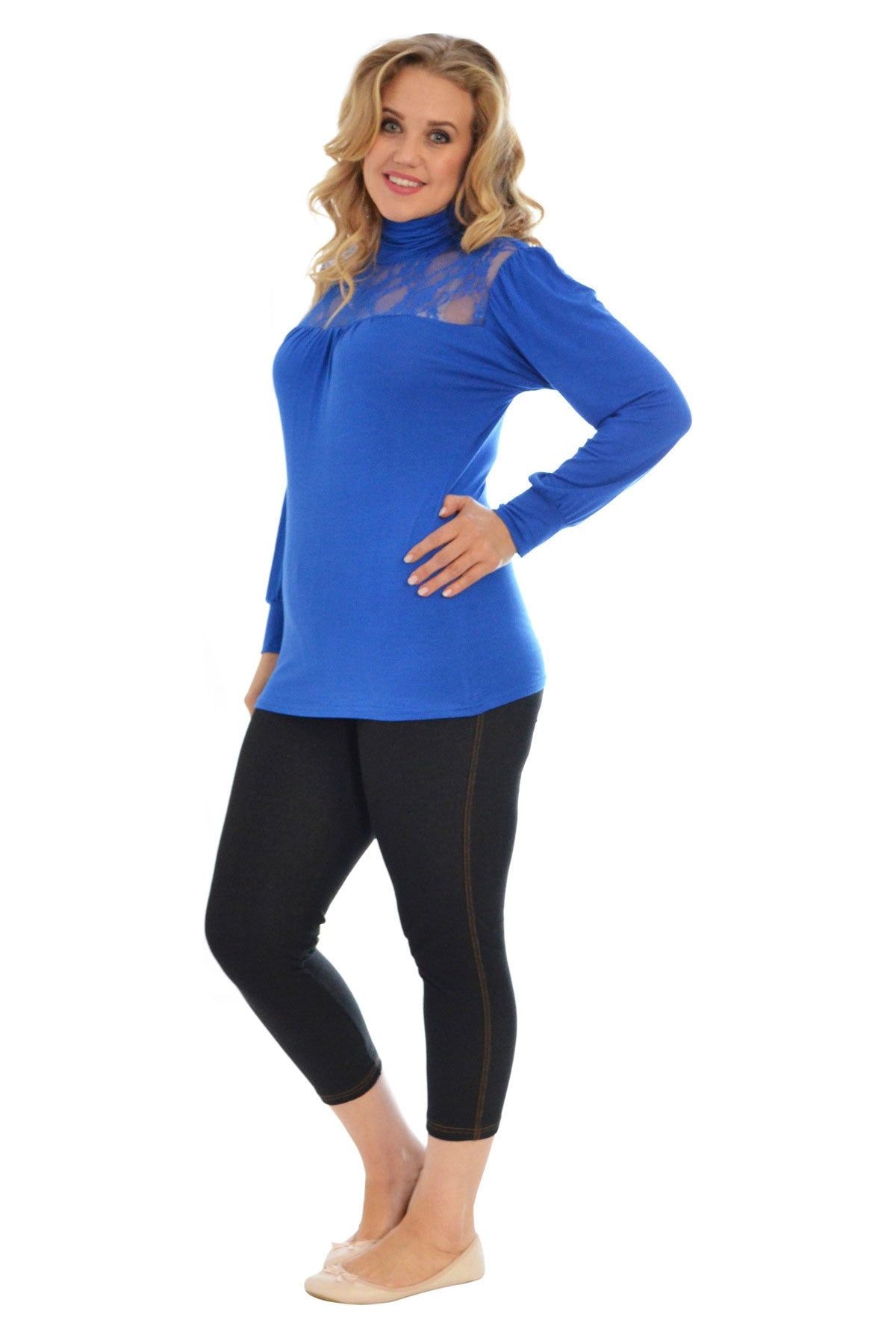 Lace Turtle Neck Long Sleeve Top Tops WearAll