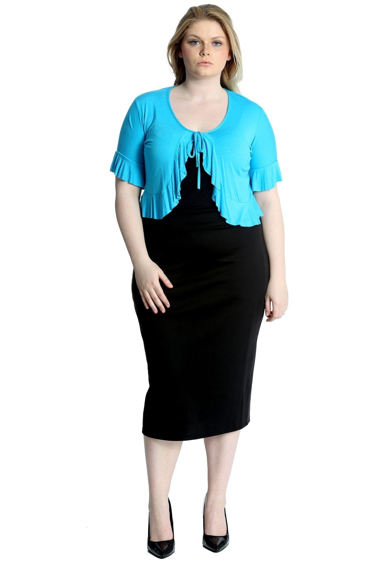 Plus Size Frill Tie Shrug Tops WearAll