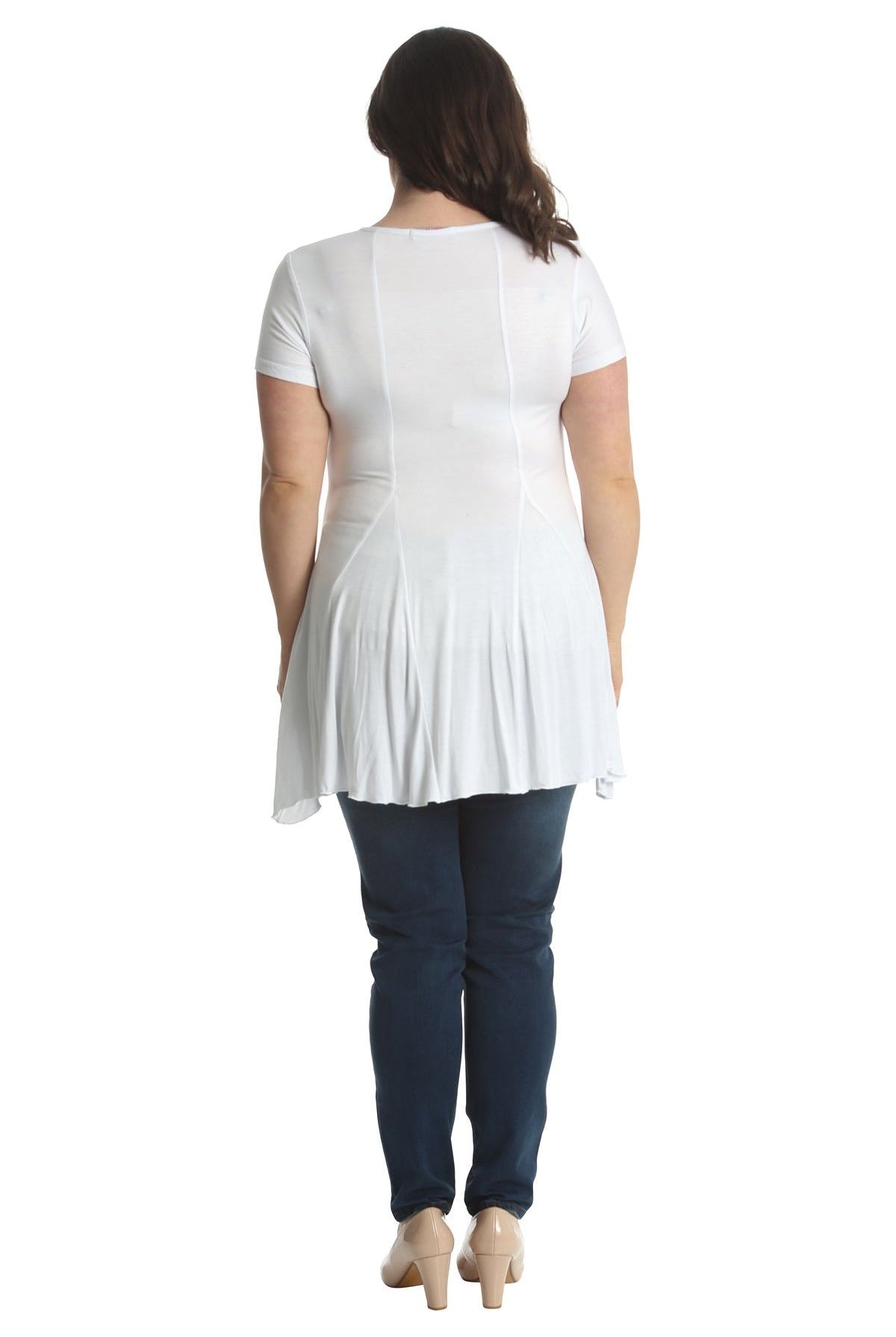 Diamante Butterfly Stud Hanky Hem Short Sleeve Top Apparel & Accessories WearAll