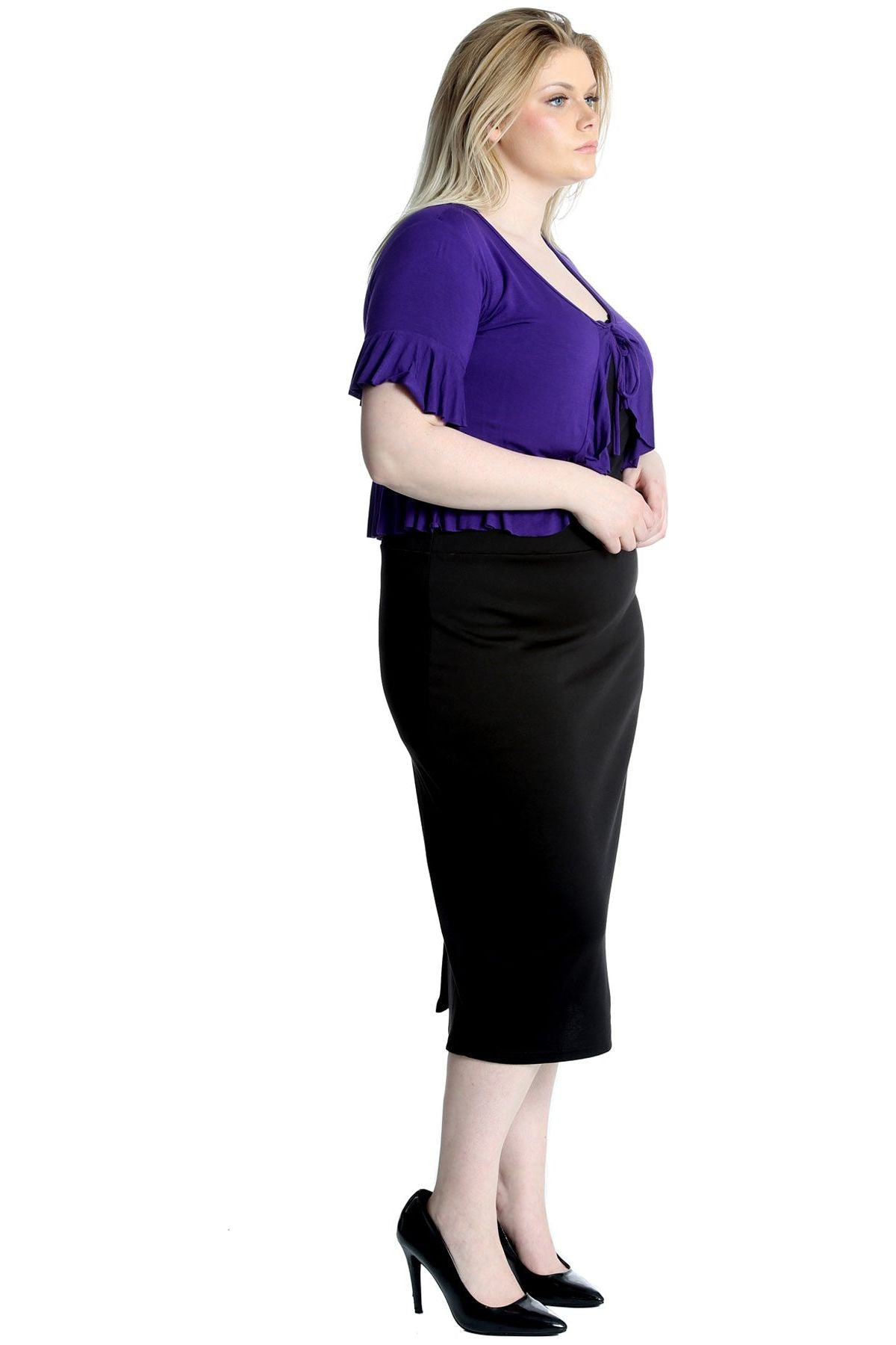 Plus Size Frill Tie Shrug Tops WearAll