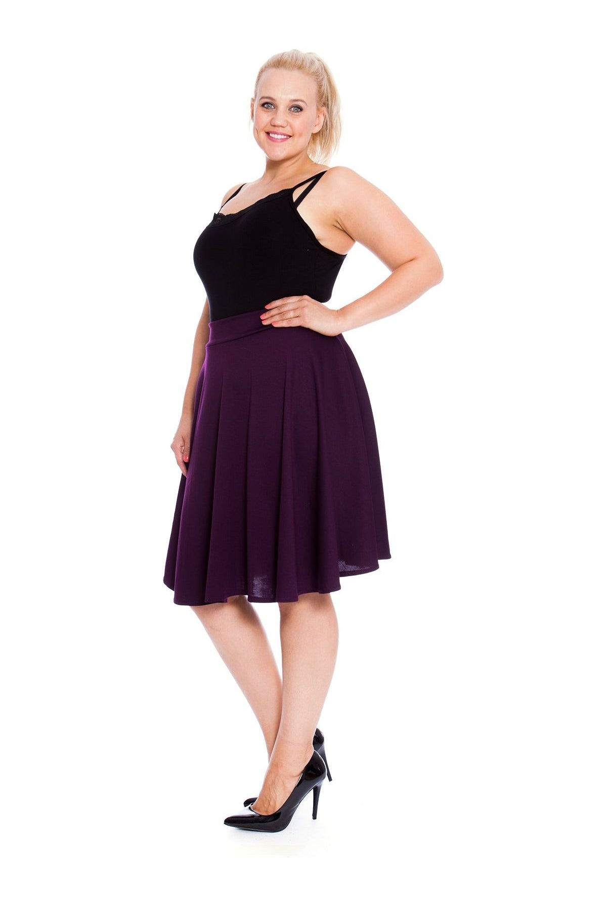 Flared Elastic Waist Skirt – Skater Style Skirt WearAll