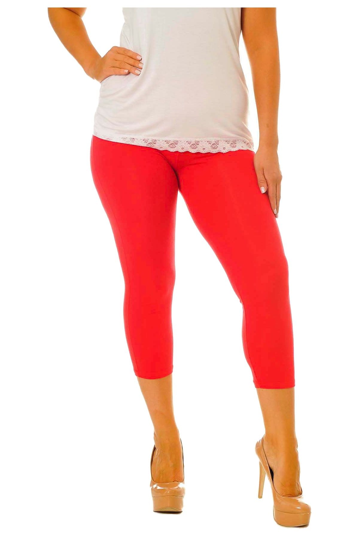 Plus Size 3/4 Length Cropped Leggings Leggings WearAll