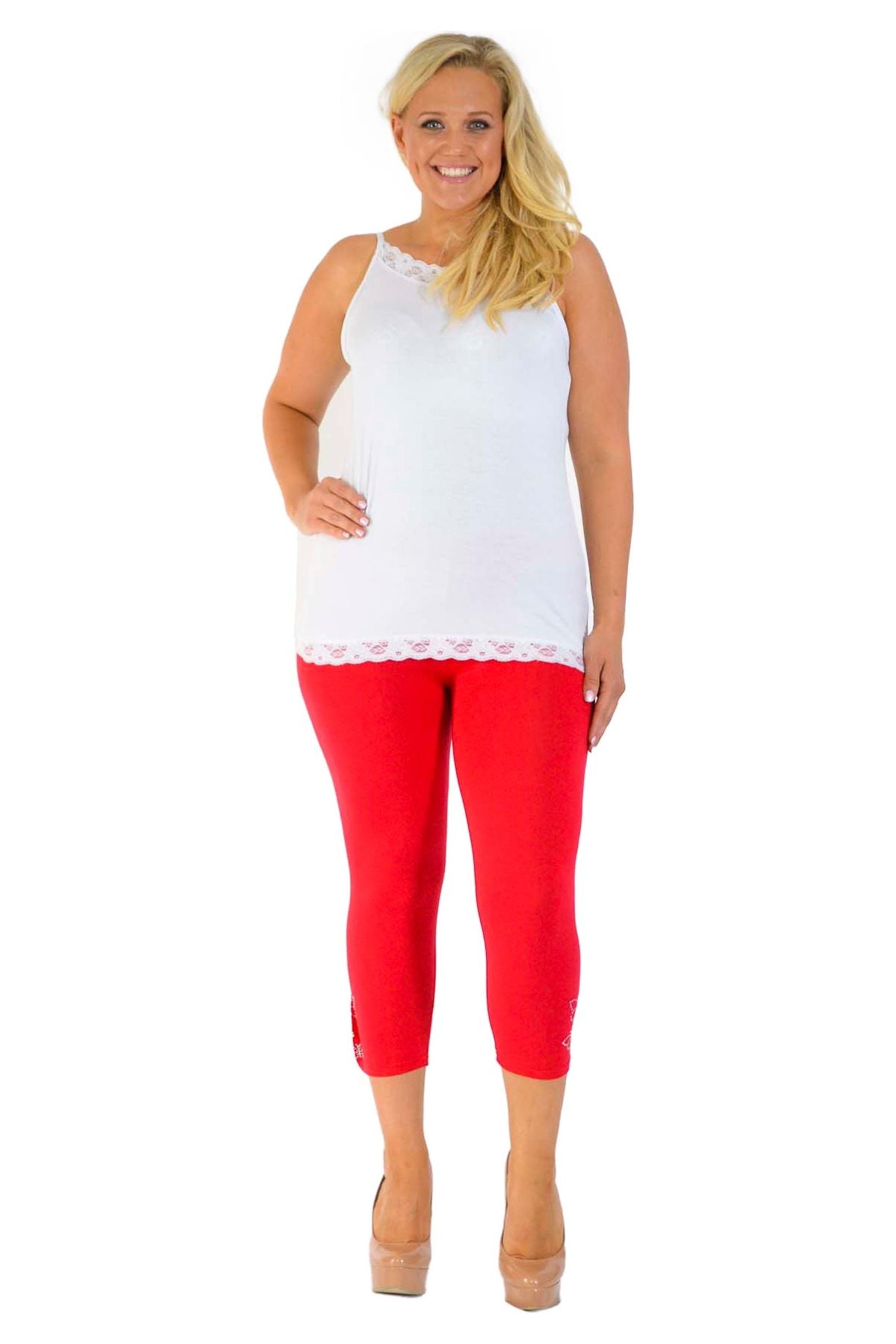 Plus Size 3/4 Butterfly Sequin Leggings Leggings WearAll
