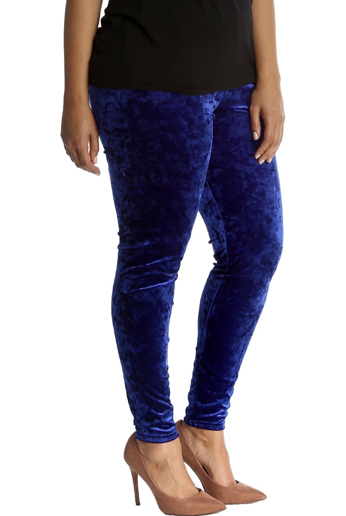 Full Length Crushed Velour Velvet Leggings Leggings WearAll