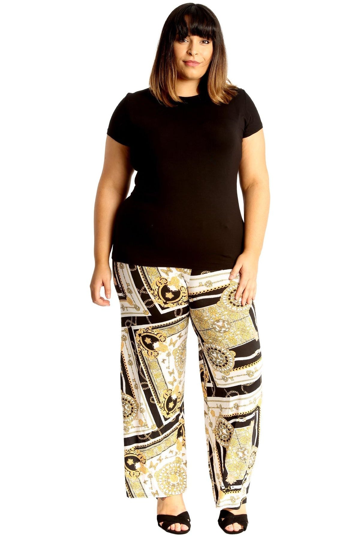 Plus Size Baroque Paisley Print Palazzo Trouser Palazzo WearAll