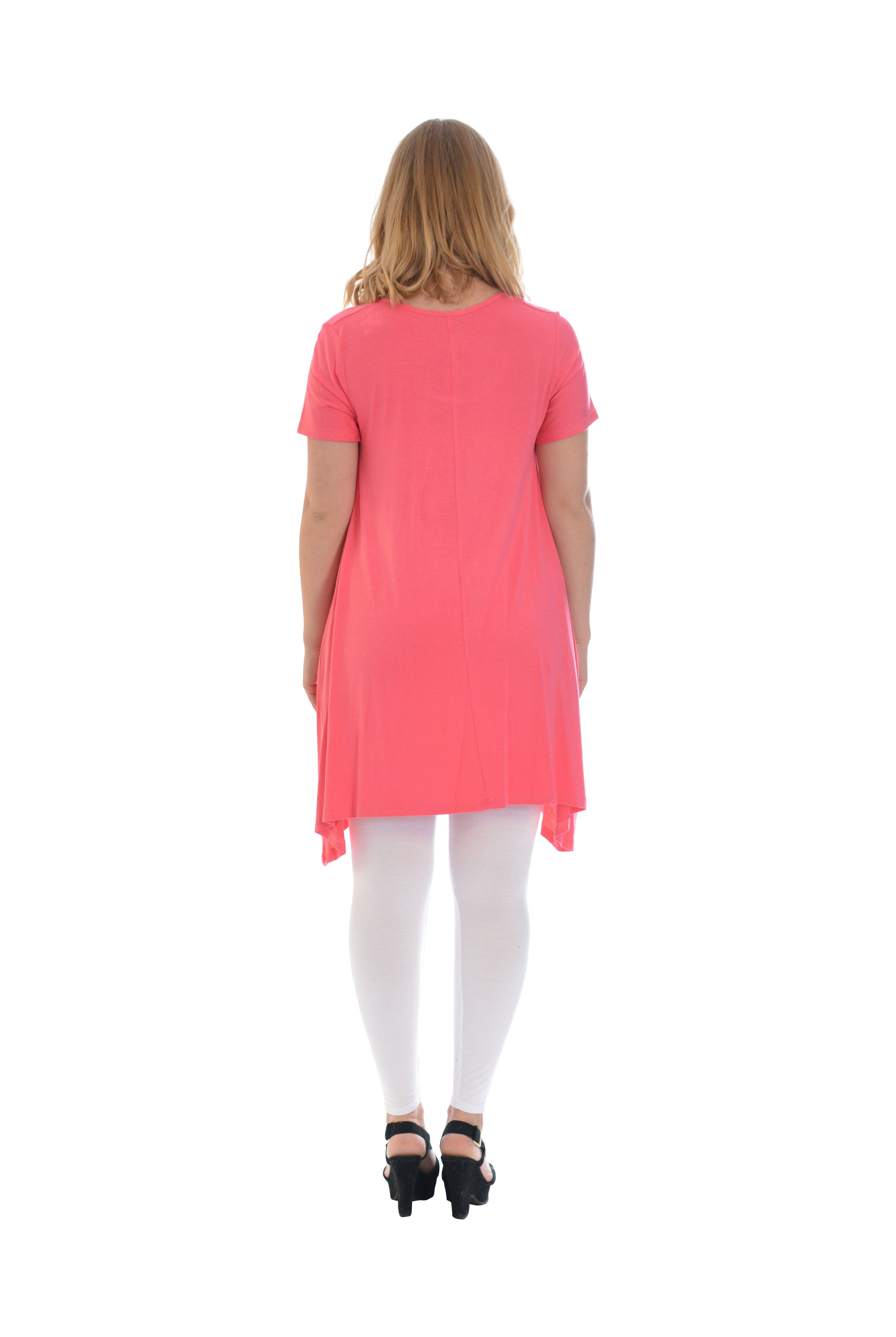 Leopard Print Studded Heart Hanky Hem Short Sleeve Top Apparel & Accessories WearAll