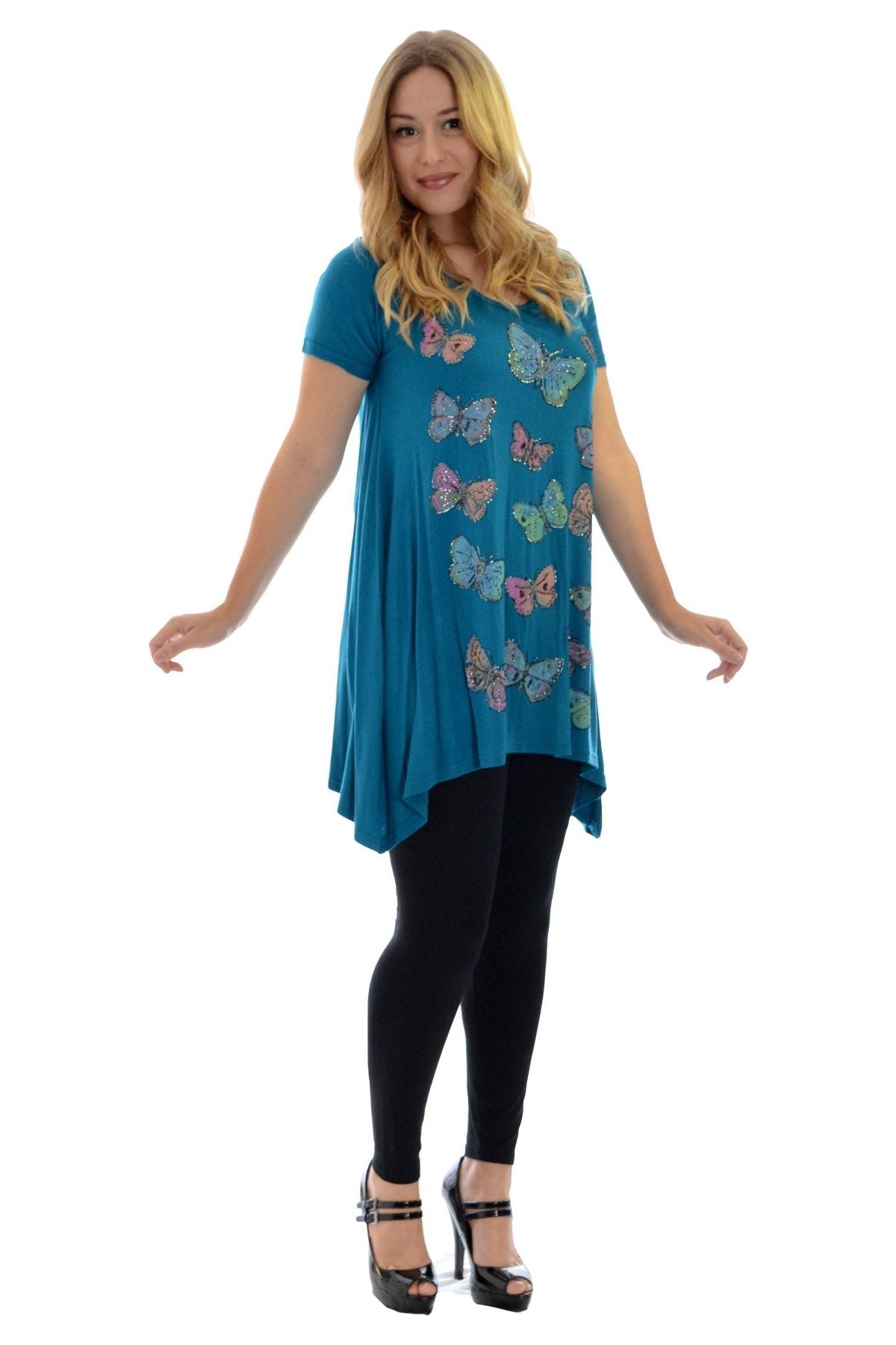 Butterfly Hanky Hem Short Sleeve Top Apparel & Accessories WearAll